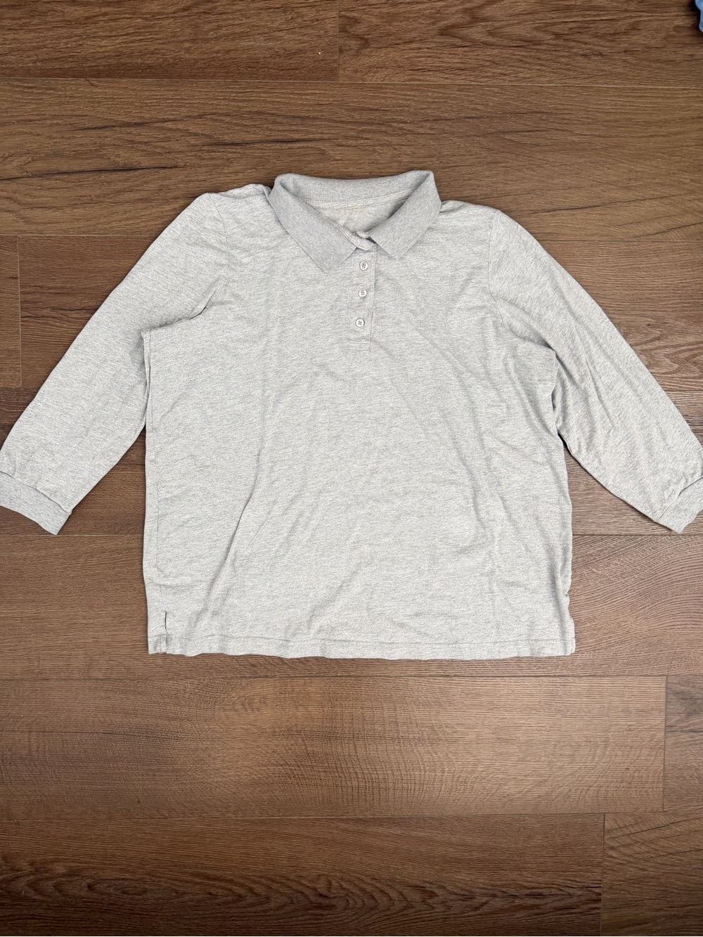 Woman Within Light Gray Kids Long Sleeve Polo